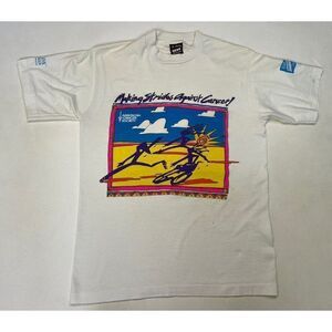 VINTAGE American Cancer Society Art T-shirt Women Medium USA 90s Single Stitch